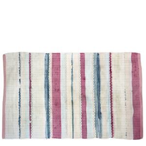 Cream Blue and Red Rag Rug - 30 x 48